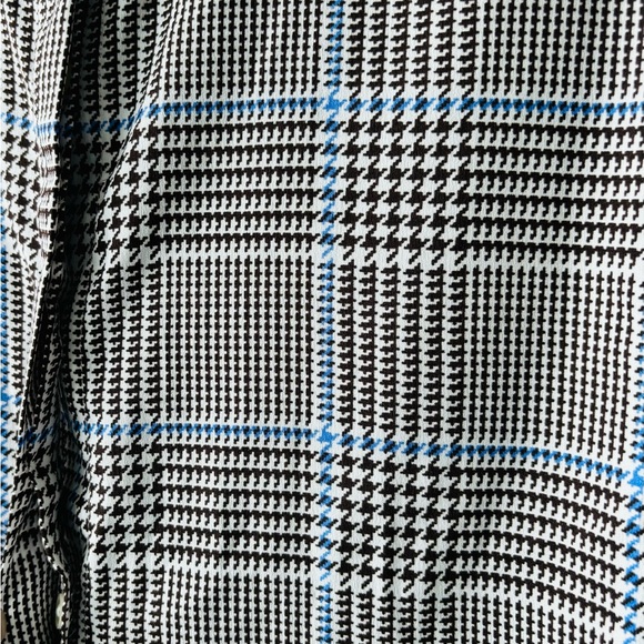 Ann Taylor Brown Blue Houndstooth Print Long Sleeve Button Up Top Large Petite - Picture 6 of 11
